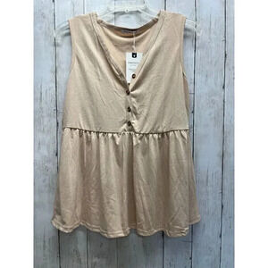 NWT PINK M STYLE WOMENS SIZE S SLEEVELESS BIEGE TUNIC